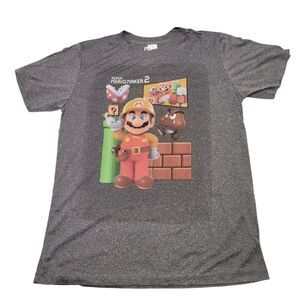 Super Mario Brothers 2 - Nintendo - Short Sleeve Tee - Gray - Size Large